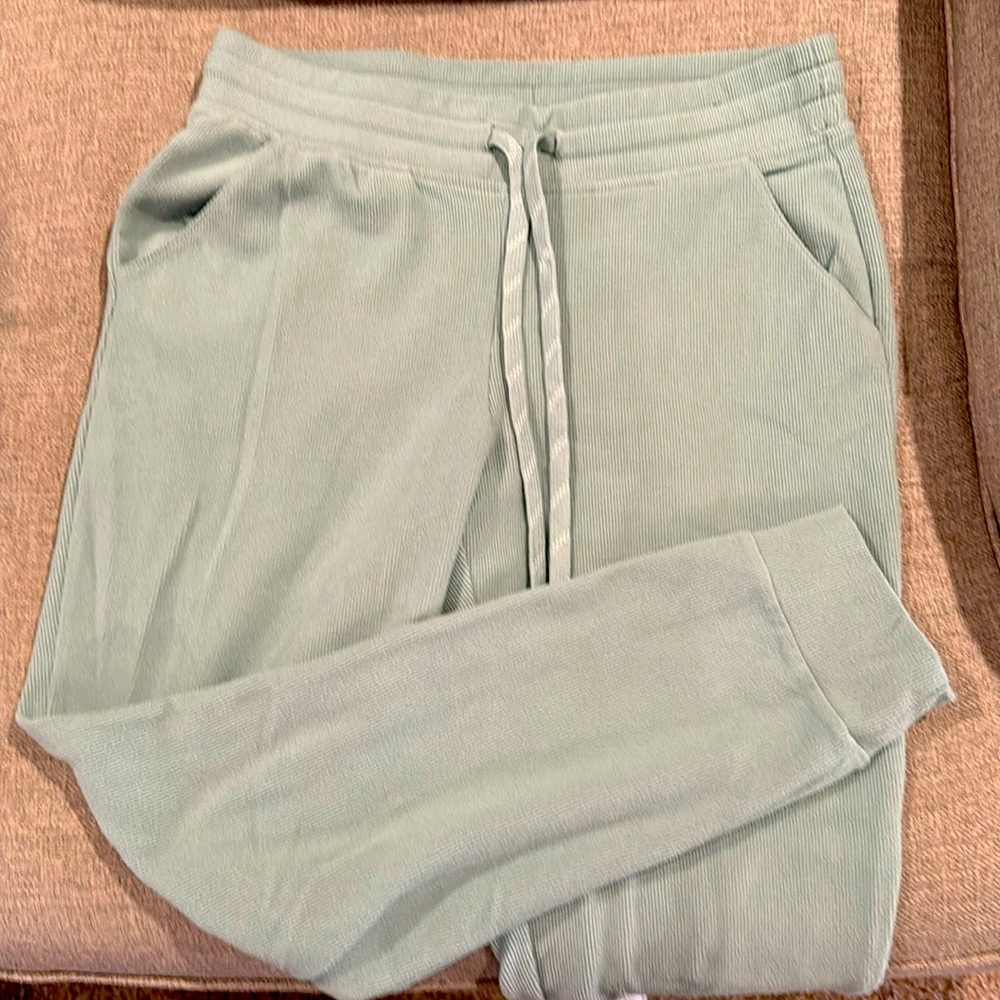 Mint green ribbed joggers